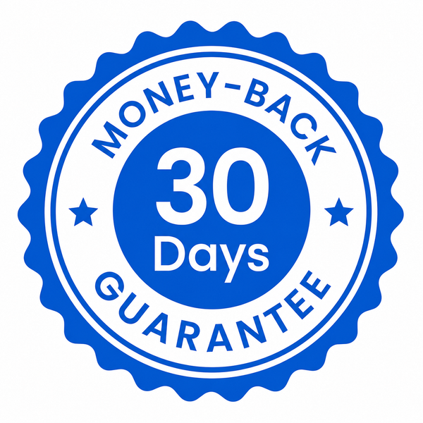 100% satisfaction, 30-day money-back guarantee