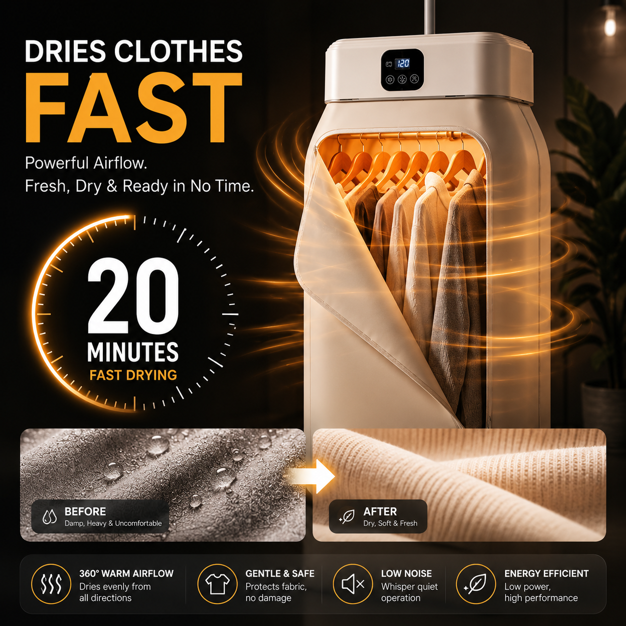 AnywhereDry™ Portable Clothes Dryer