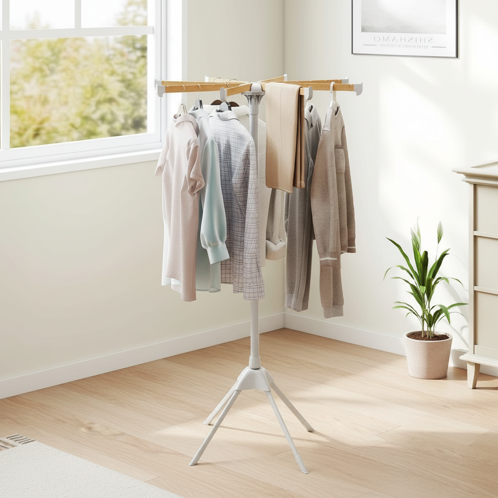 Bamboo 360° Foldable Clothes Drying Rack