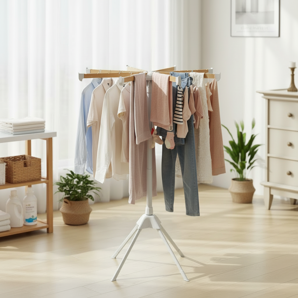 Bamboo 360° Foldable Clothes Drying Rack