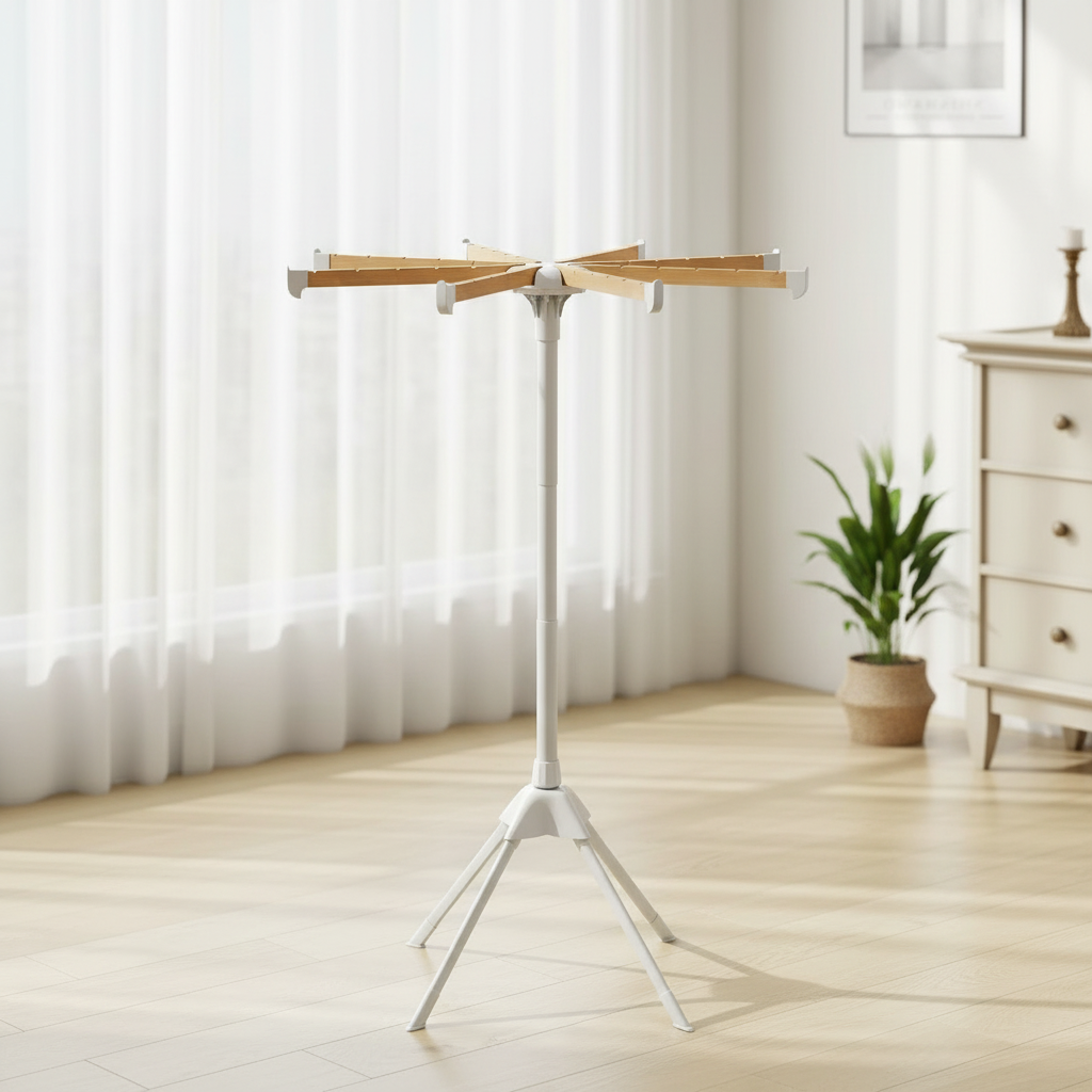 Bamboo 360° Foldable Clothes Drying Rack