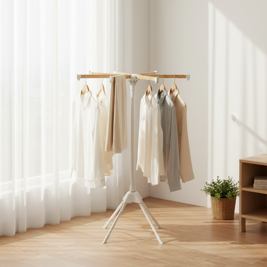 Bamboo 360° Foldable Clothes Drying Rack