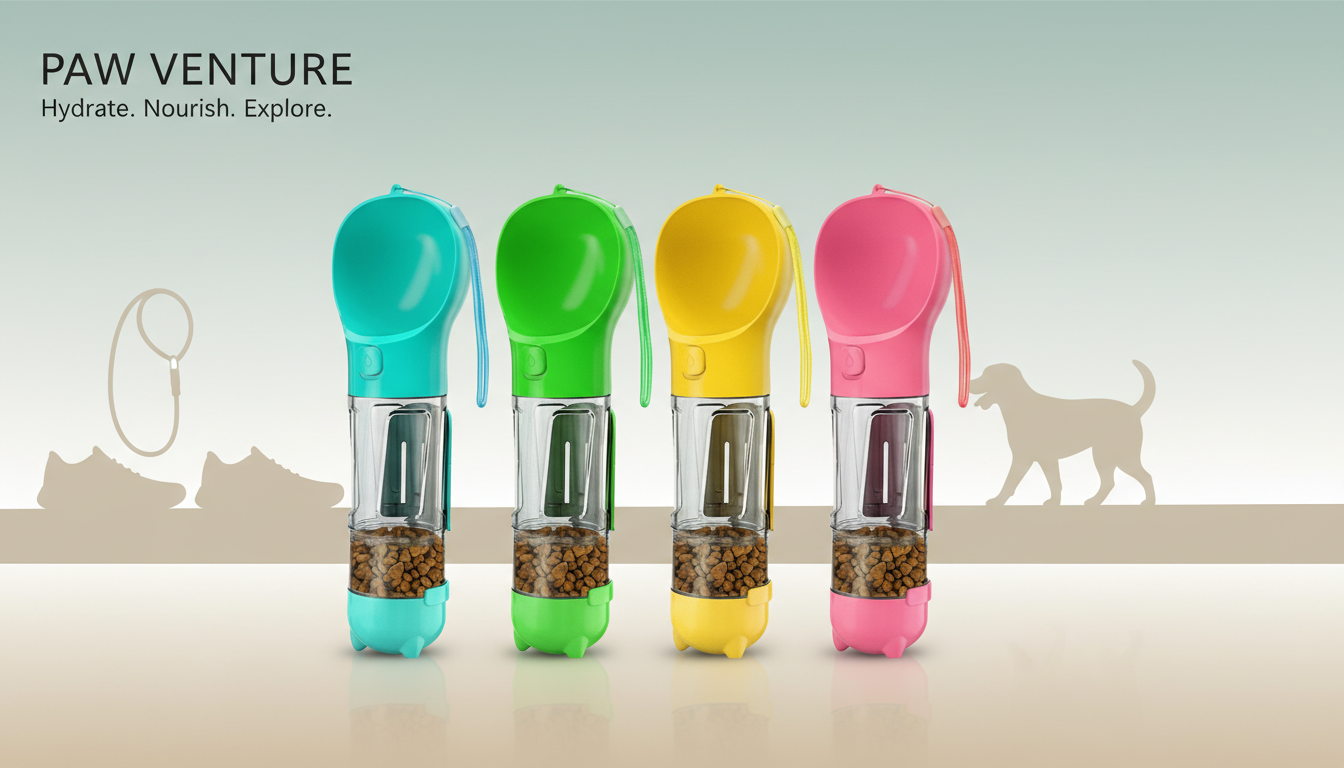 5 in 1 Portable Dog Water Bottle & Treat Container