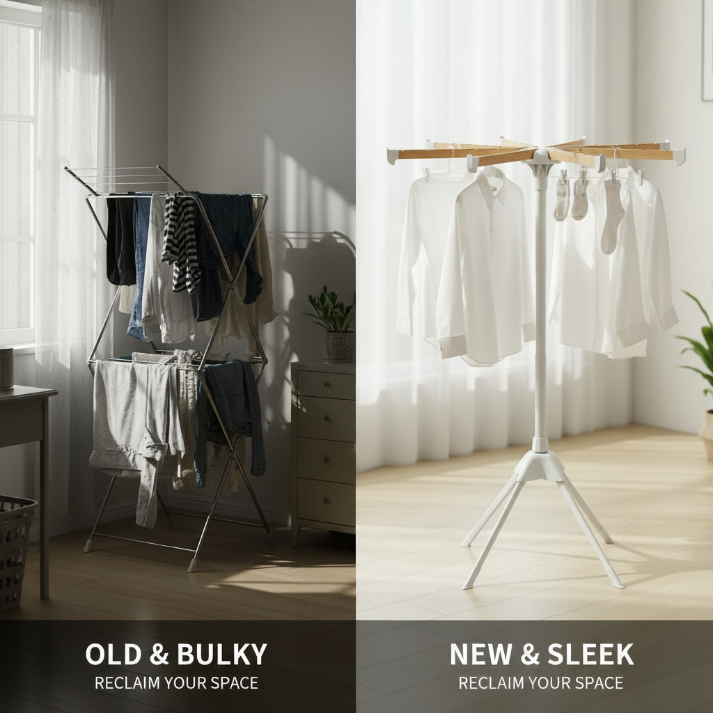 Bamboo 360° Foldable Clothes Drying Rack
